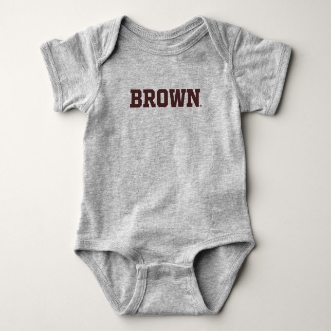 Brown Text Logo Baby Bodysuit (Front)