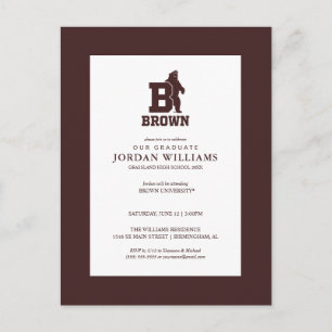 Brown Text Logo & Bear Announcement Postcard