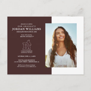 Brown Text Logo & Bear Announcement Postcard