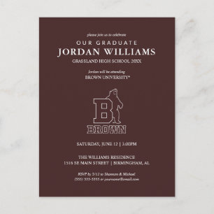 Brown Text Logo & Bear Announcement Postcard