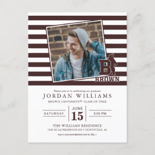 Brown Text Logo & Bear Announcement Postcard