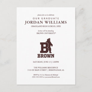 Brown Text Logo & Bear Announcement Postcard