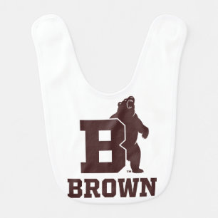 Brown Text Logo & Bear Baby Bib