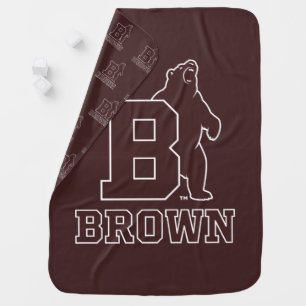Brown Text Logo & Bear Baby Blanket