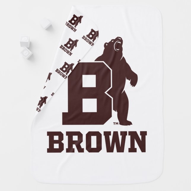 Brown Text Logo & Bear Baby Blanket (In Situ)