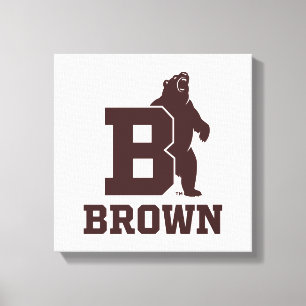 Brown Text Logo & Bear Canvas Print