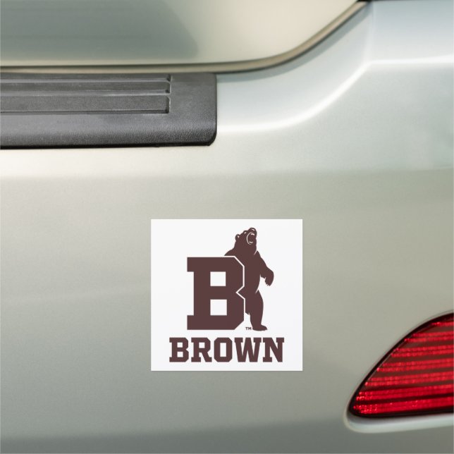 Brown Text Logo & Bear Car Magnet (In Situ)