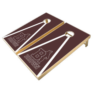 Brown Text Logo & Bear Cornhole Set