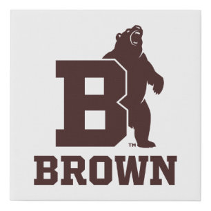 Brown Text Logo & Bear Faux Canvas Print