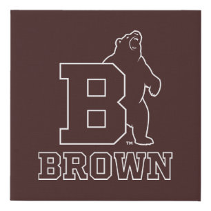 Brown Text Logo & Bear Faux Canvas Print