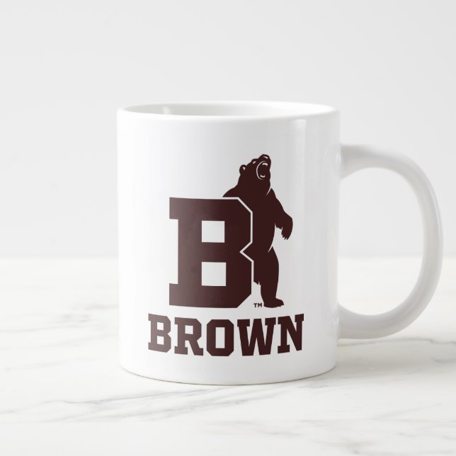 Brown Text Logo & Bear Giant Coffee Mug (Right)