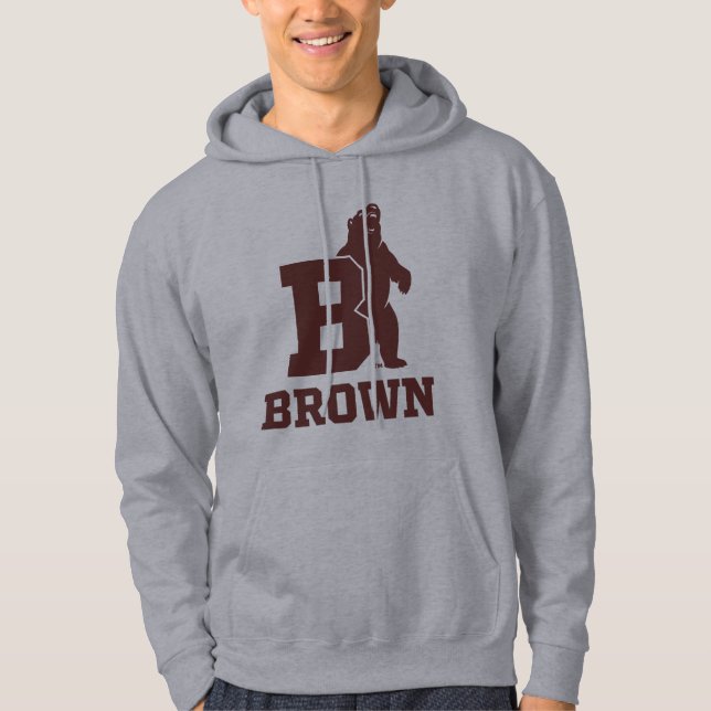 Brown Text Logo & Bear Hoodie (Front)