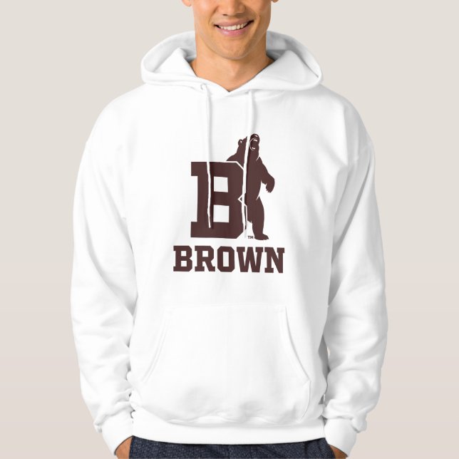 Brown Text Logo & Bear Hoodie (Front)