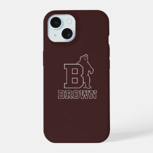 Brown Text Logo & Bear iPhone 15 Case