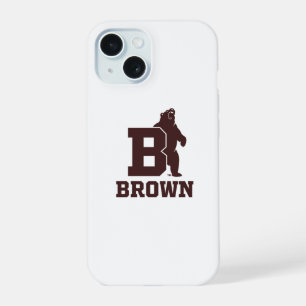 Brown Text Logo & Bear iPhone 15 Case