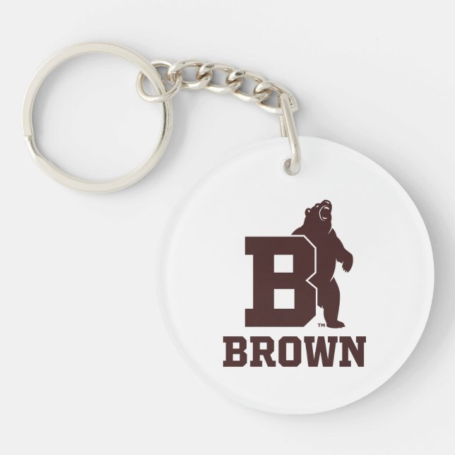 Brown Text Logo & Bear Keychain (Front)