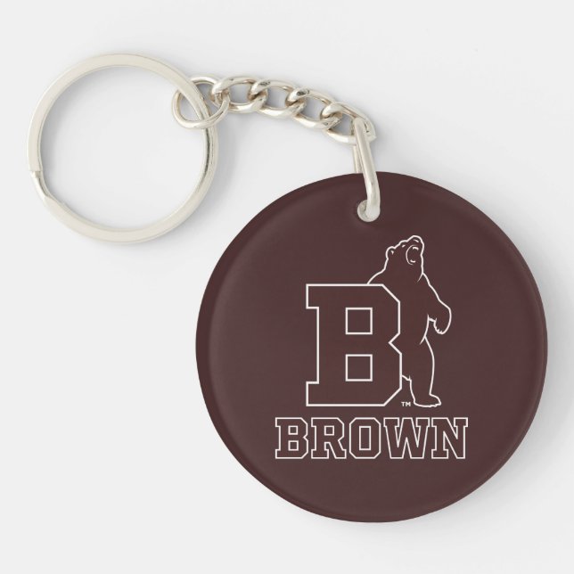 Brown Text Logo & Bear Keychain (Front)