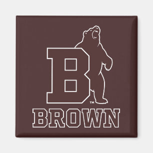 Brown Text Logo & Bear Magnet