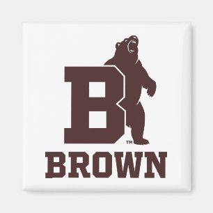 Brown Text Logo & Bear Magnet