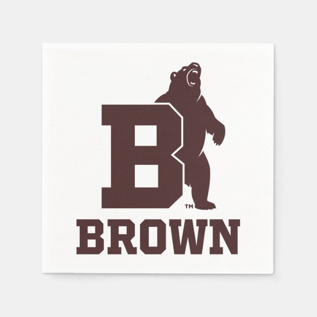Brown Text Logo & Bear Napkins (Front)