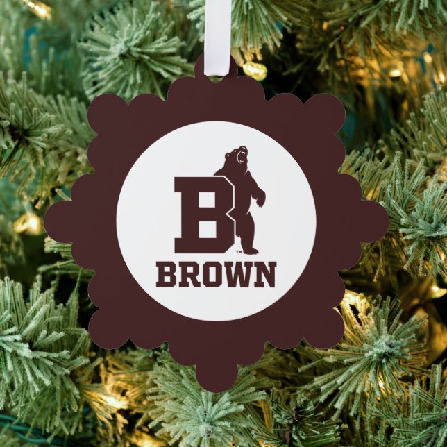 Brown Text Logo & Bear Ornament Card (Insitu (Tree))