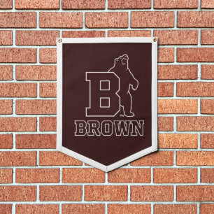 Brown Text Logo & Bear Pennant