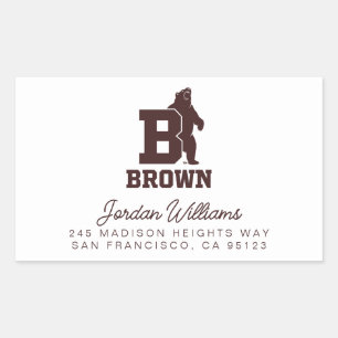 Brown Text Logo & Bear Rectangular Sticker