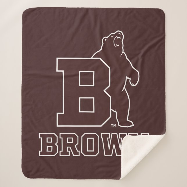 Brown Text Logo & Bear Sherpa Blanket (Front)