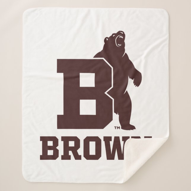 Brown Text Logo & Bear Sherpa Blanket (Front)