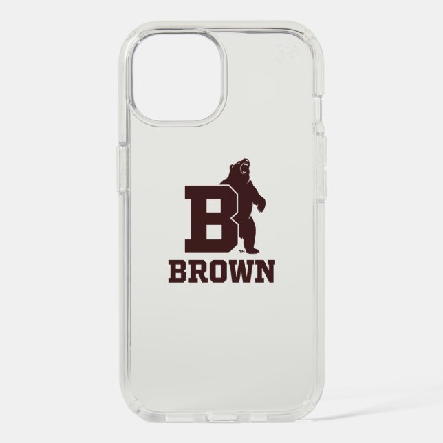 Brown Text Logo & Bear Speck iPhone Case (Front)