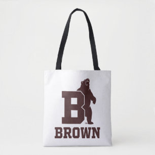 Brown Text Logo & Bear Tote Bag