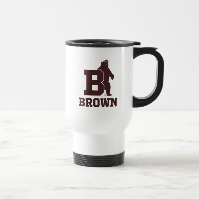Brown Text Logo & Bear Travel Mug (Right)