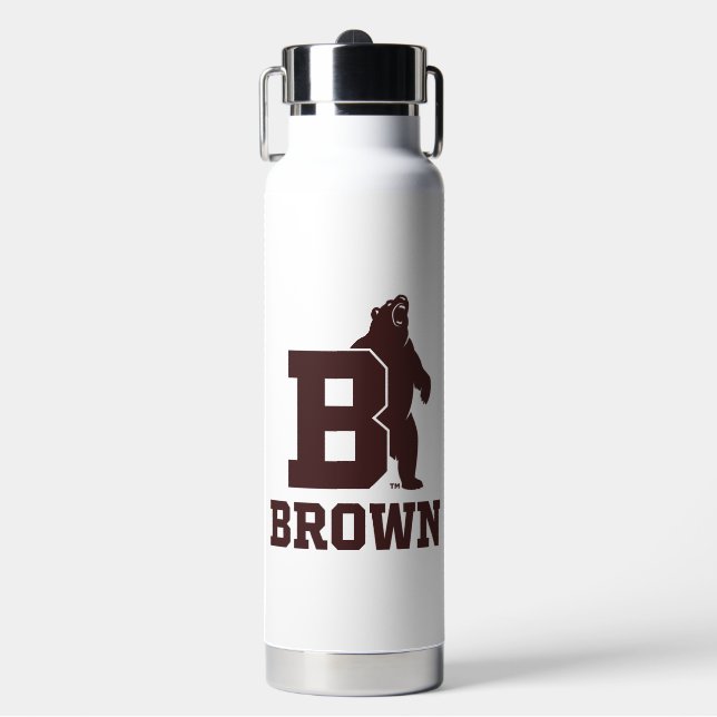 Brown Text Logo & Bear Water Bottle (Front)