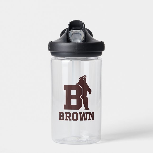 Brown Text Logo & Bear Water Bottle (Front)