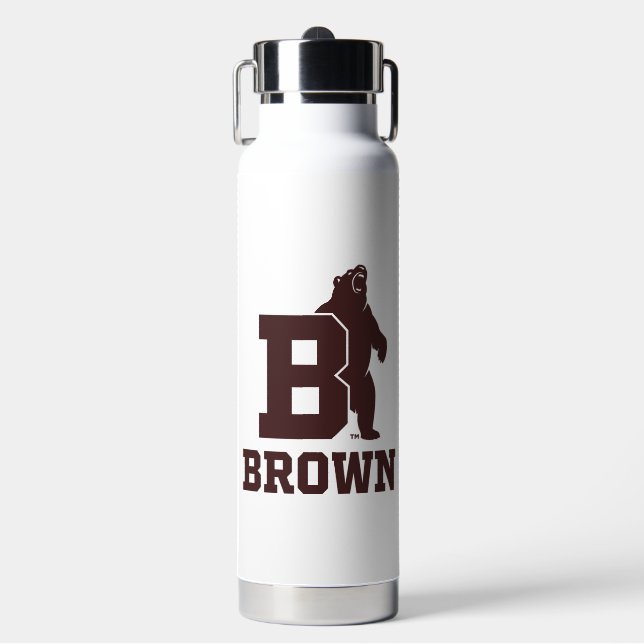 Brown Text Logo & Bear Water Bottle (Front)