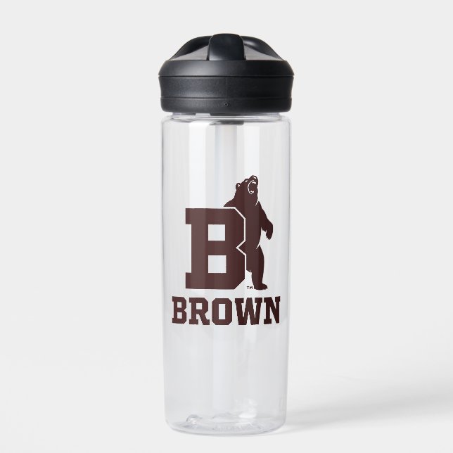 Brown Text Logo & Bear Water Bottle (Front)