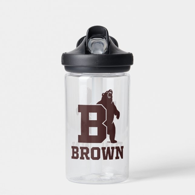 Brown Text Logo & Bear Water Bottle (Front)