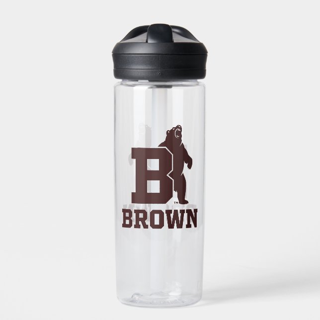 Brown Text Logo & Bear Water Bottle (Front)
