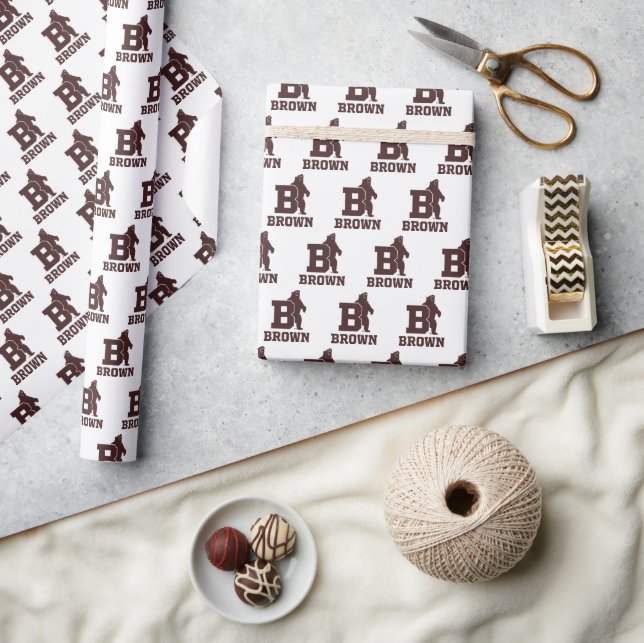 Brown Text Logo & Bear Wrapping Paper (Crafts)