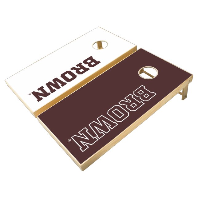 Brown Text Logo Cornhole Set (Angled)