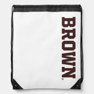 Brown Text Logo Drawstring Bag