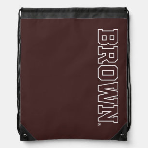 Brown Text Logo Drawstring Bag