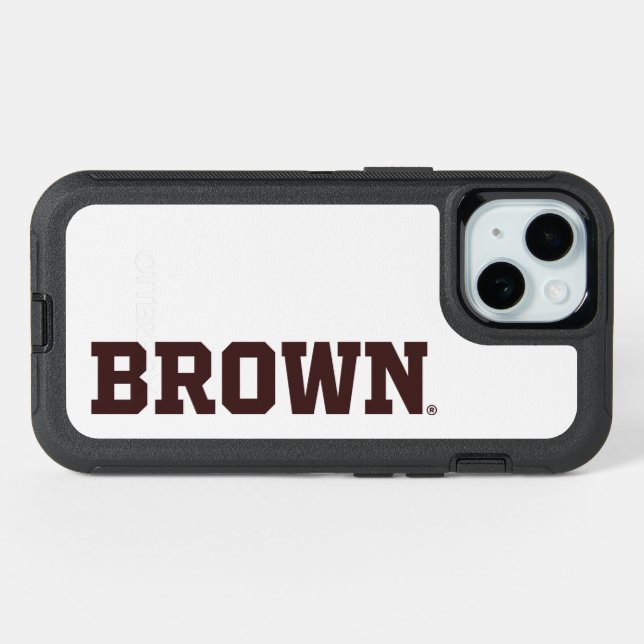Brown Text Logo iPhone 15 Case (Back Horizontal)