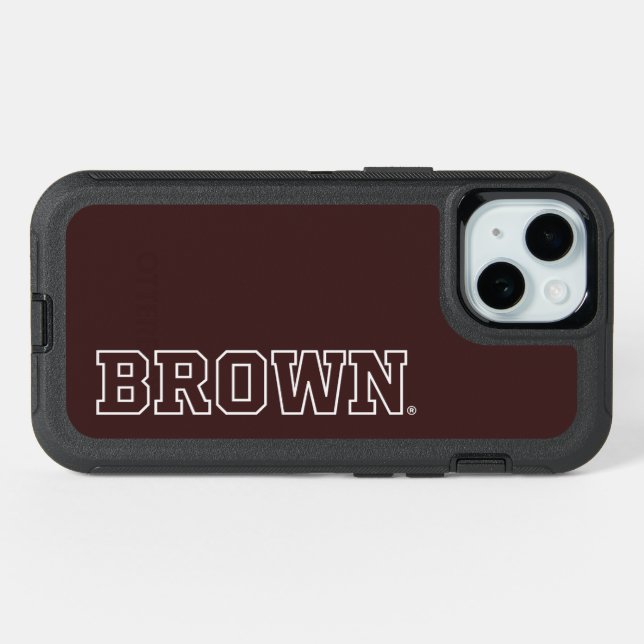Brown Text Logo iPhone 15 Case (Back Horizontal)