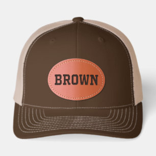 Brown Text Logo Leather Patch Hat