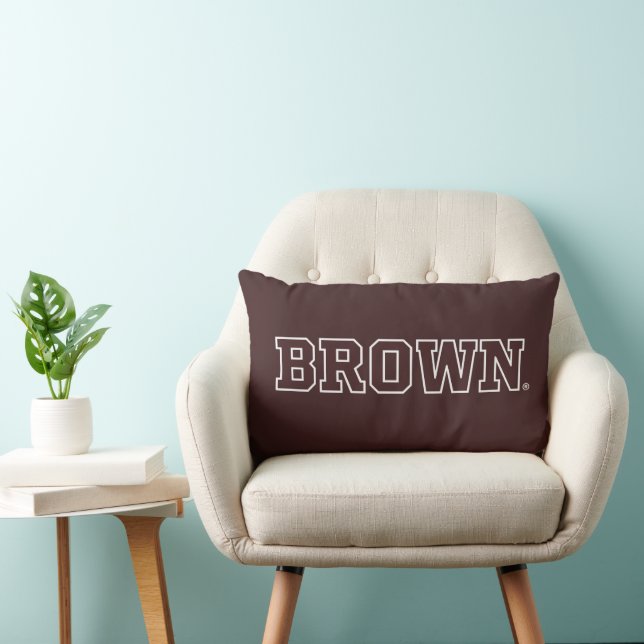 Brown Text Logo Lumbar Pillow (Chair)