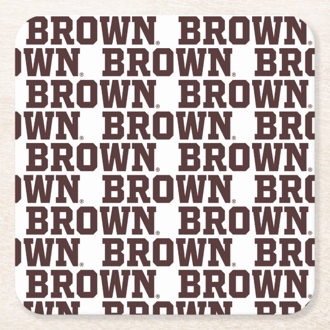 Brown Text Logo Square Paper Coaster (Front)