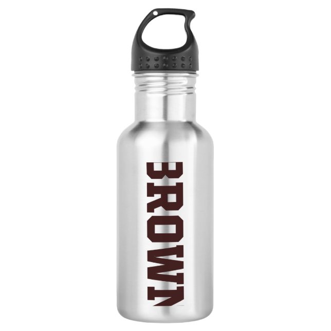 Brown Text Logo Stainless Steel Water Bottle (Front)