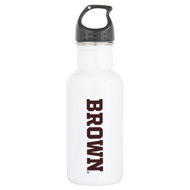 Brown Text Logo Stainless Steel Water Bottle (Front)