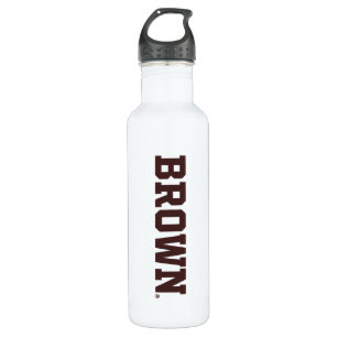 Brown Text Logo Stainless Steel Water Bottle